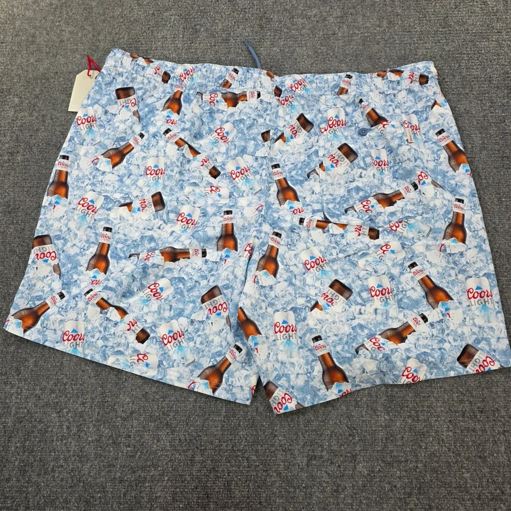 Coors Light‎ Swim Trunks Mens 4XB Beer Bottle Ice Pattern Drawstring Shorts
